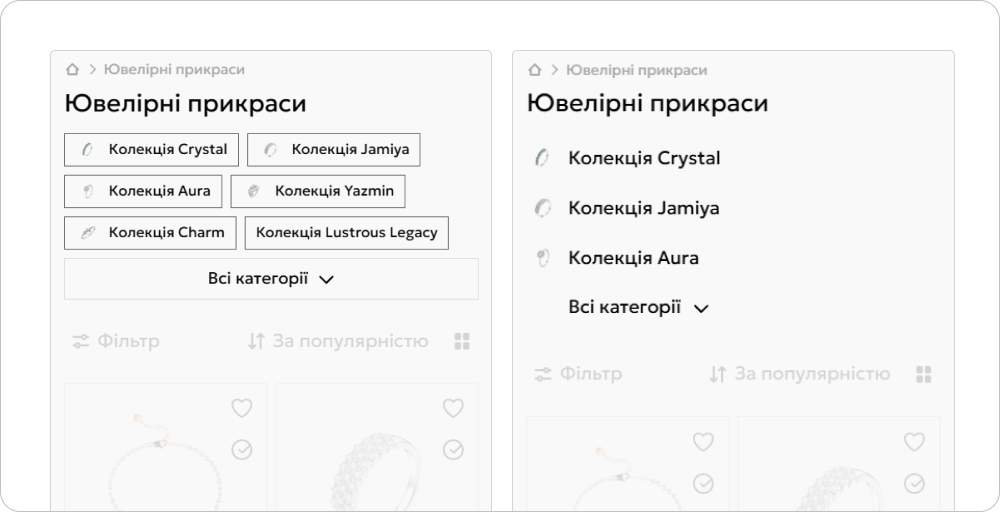 подкатегории товаров