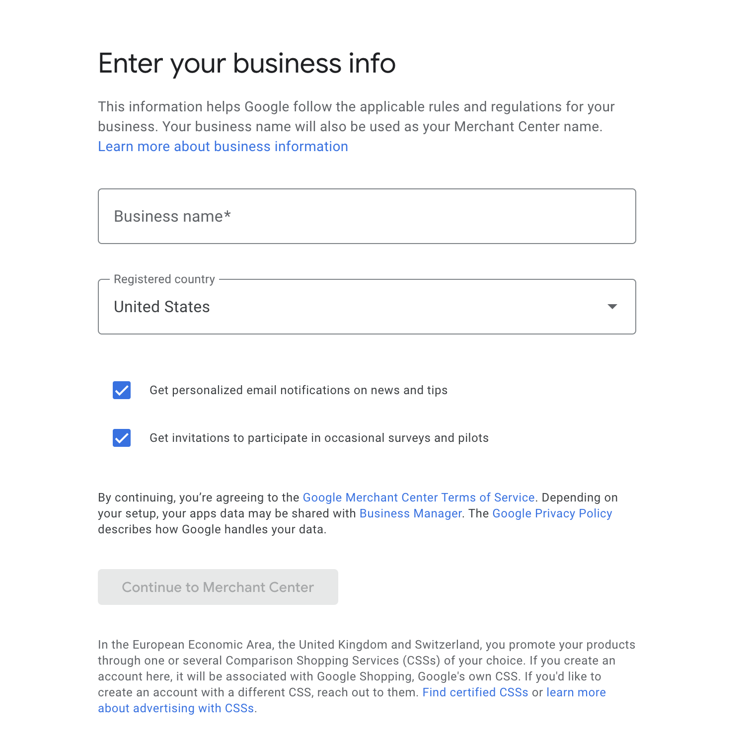 Заповнення даних у Google Merchant Center Next