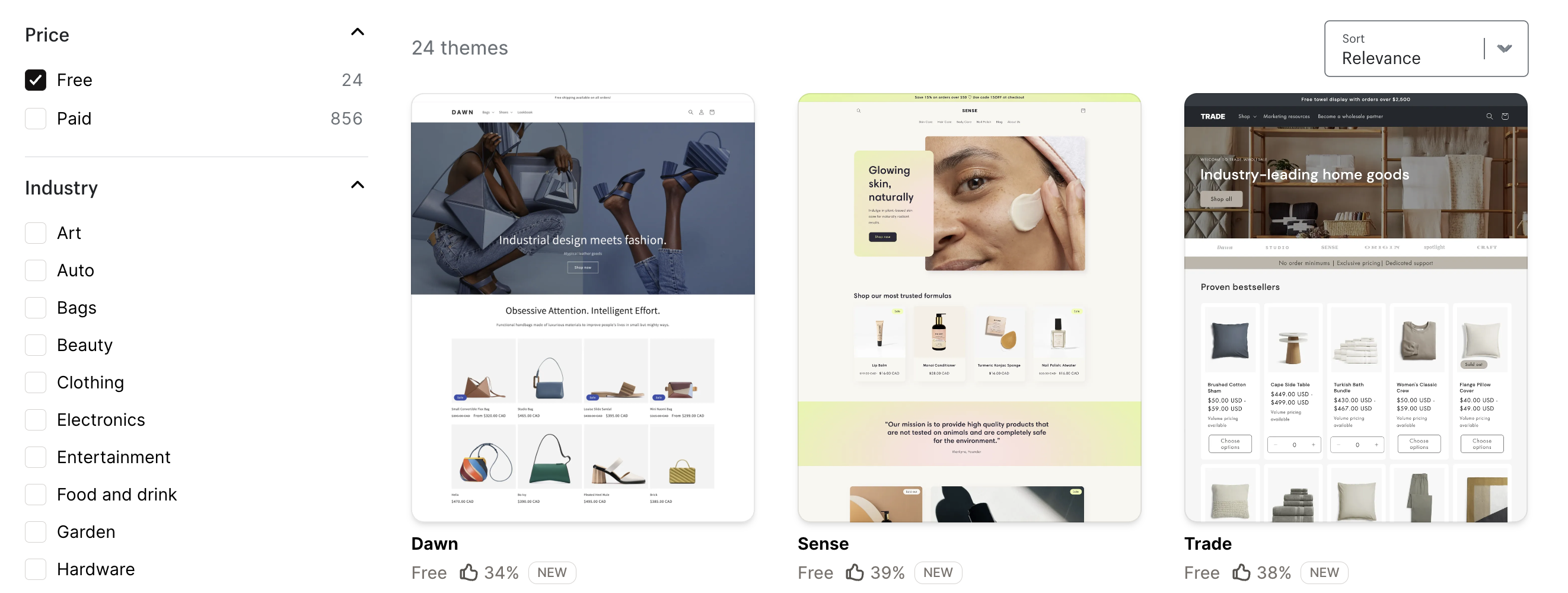 Шаблоны дизайнов на Shopify